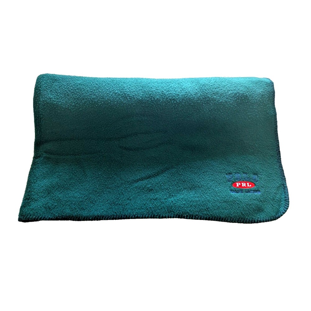 Ralph Lauren Home Collection Throw Blanket Hunter Green Embroidered Logo EUC